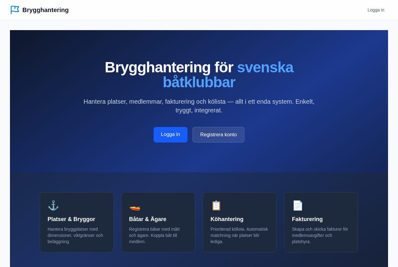 Brygghantering — berth management for Swedish boat clubs